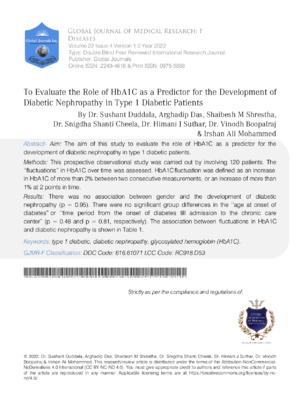 A study on using HbA1c as a predictor for diabetic nephropathy development.