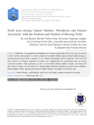 Tooth loss among cancer patients, related factors, and misdiagnosis issues.