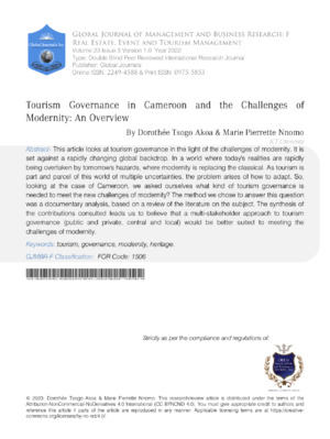 Cameroon tourism governance and challenges.