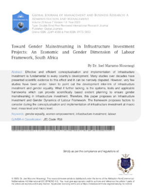 Alt: Academic research on gender mainstreaming in infrastructure investment and economic development.