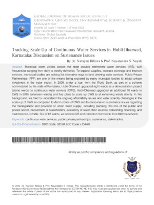 Greatest water services tracking research in Hubb-Dharwad, Karnataka, focusing on sustainable water management.