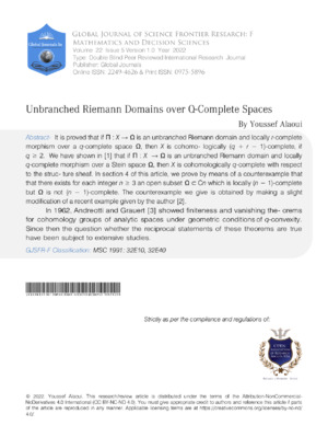 Alternative view of unbranched Riemann domains over O-complete spaces in complex analysis.