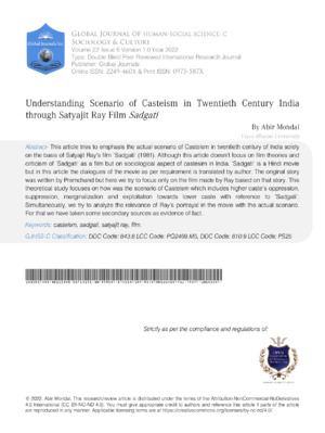 Caste system in 21st century: an analysis of social dynamics and implications in Swashan Sadgati.