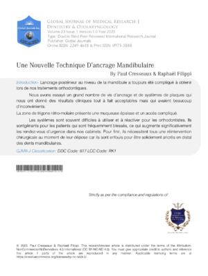 A detailed look at a new technique in mandibular brachial surgery from a global academic research journal.
