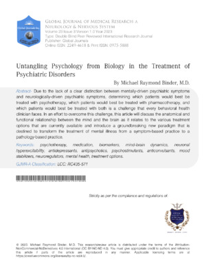 Analysis of psychology in psychiatric disorder therapy.
