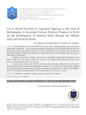 Exploring how social networks impact secondary school students' understanding of topology and abstract structures.