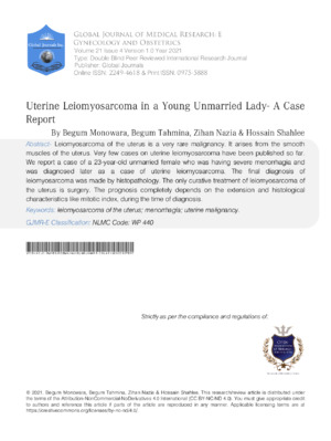A young woman diagnosed with uterine leiomyosarcoma, highlighting clinical features and treatment overview.