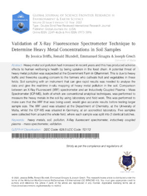 Alt text only: Scientific study on heavy metal soil pollution detection using X-ray fluorescence spectroscopy.