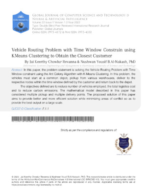 Vehicle Routing Problem with Time Window Constraints.