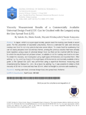 High-precision viscosity analysis for universal digesta using UDF crushed with Longue Spead Test.