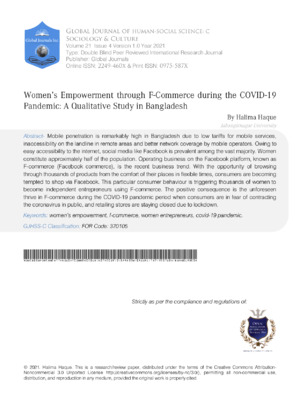 Women empowerment through E-commerce COVID-19 Bangladesh.