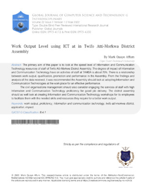 Highly detailed image showing the work output level at ICT assembly in Twifo Ati Mukuwa District.