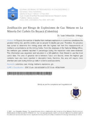 Gas metano zonification study in Colombian coal mines.